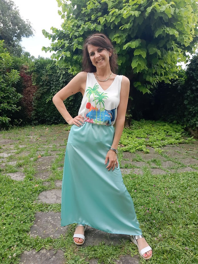 Gonnellina Satin Verde Acqua