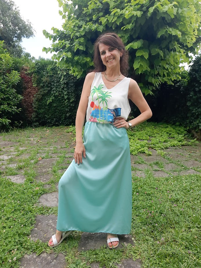 Gonnellina Satin Verde Acqua