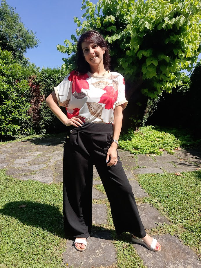 Maglia Over Fiori Rossi