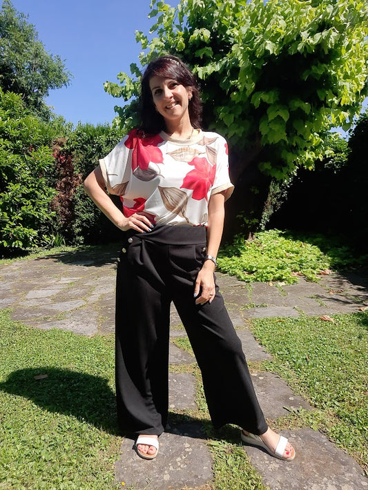 Maglia Over Fiori Rossi