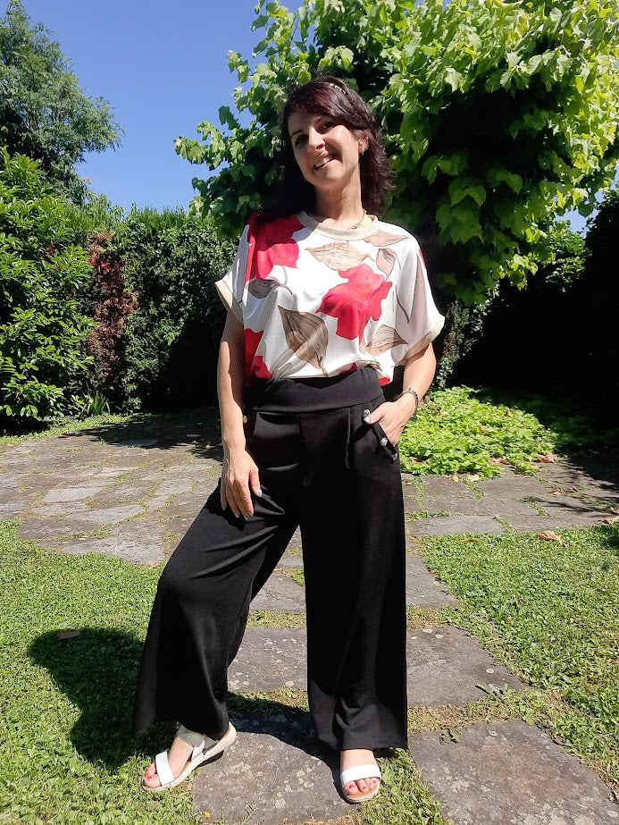 Maglia Over Fiori Rossi