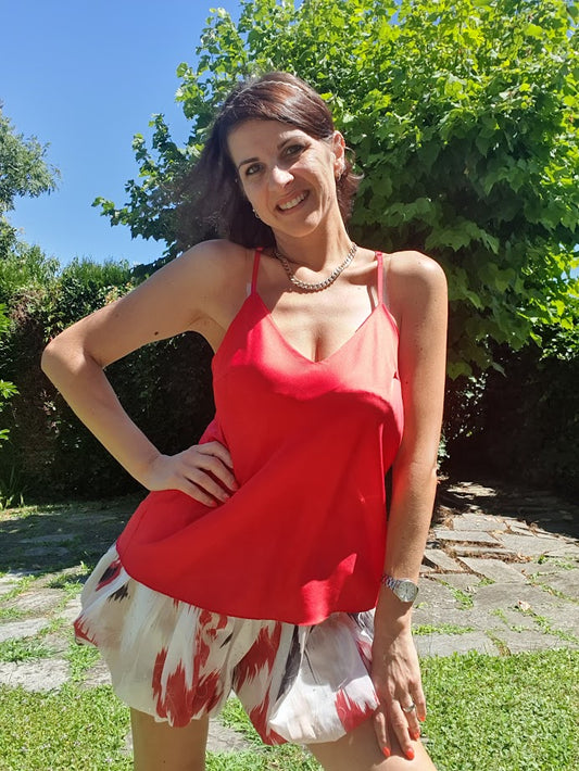Top Satin Rosso