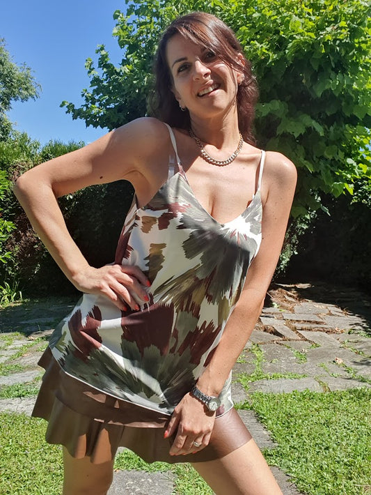Top Lucido Fantasia Oliva