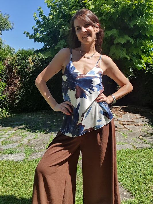 Top Lucido Fantasia Blu