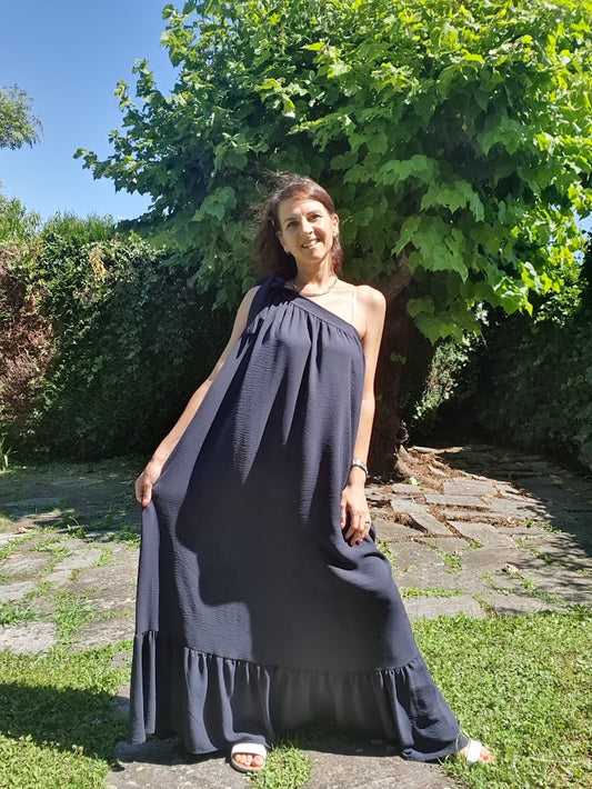 Abito Over Monospalla Blu