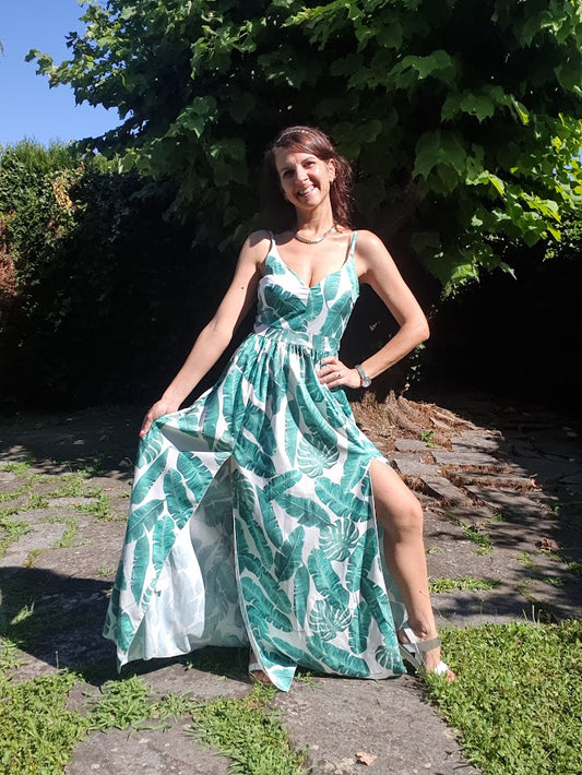 Abito Lungo Tropical Bianco