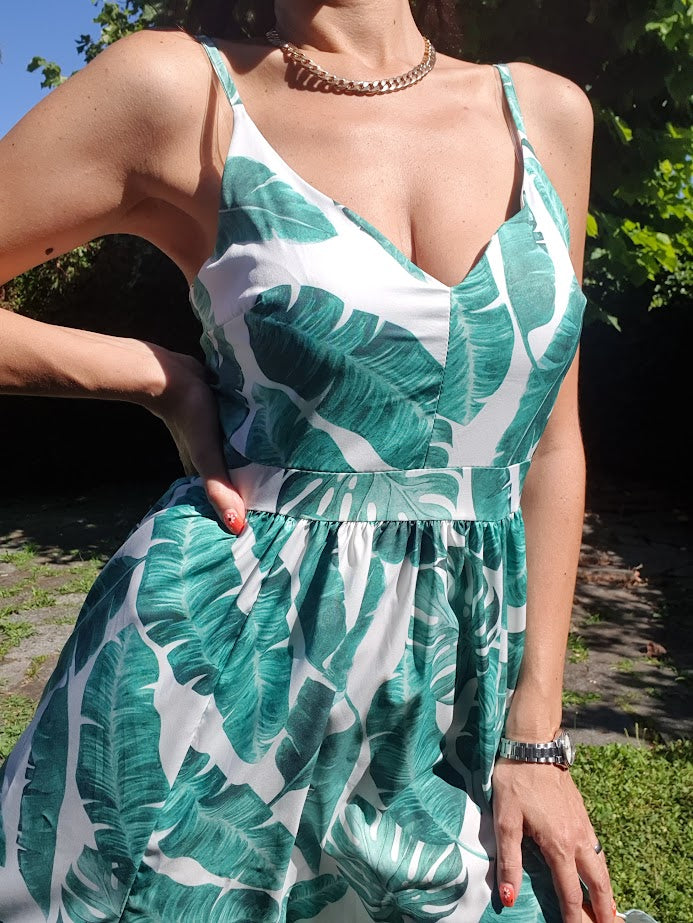 Abito Lungo Tropical Bianco