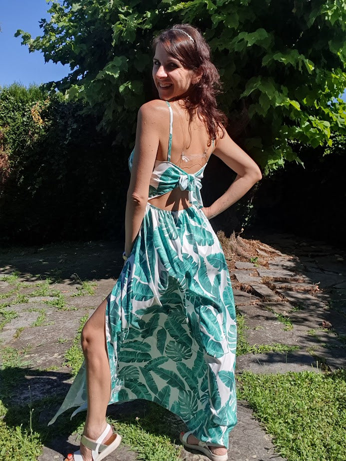Abito Lungo Tropical Bianco