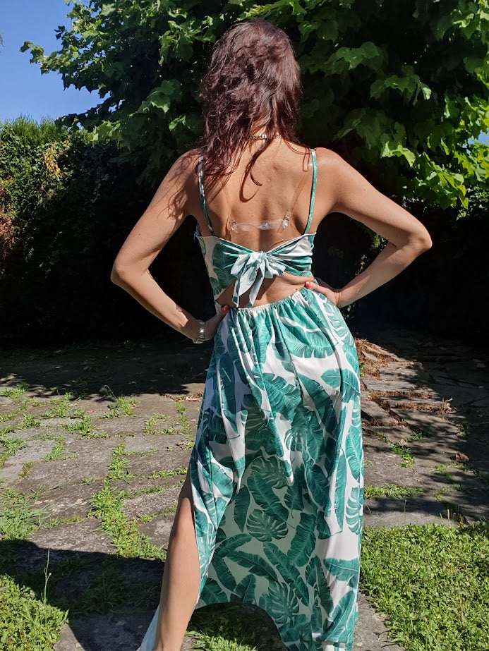 Abito Lungo Tropical Bianco