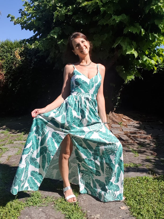 Abito Lungo Tropical Bianco