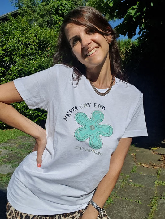 T-shirt Fiore Verde Acqua