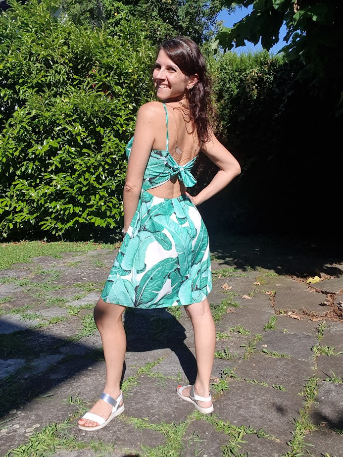 Abito Corto Tropical Bianco