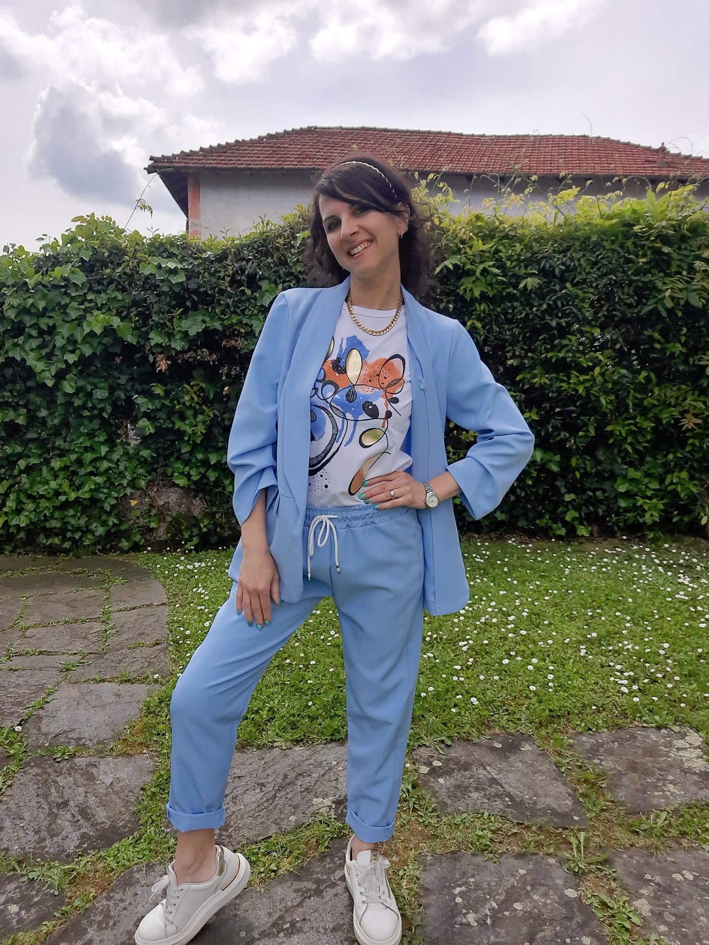 Completo Sporty Chic Celeste