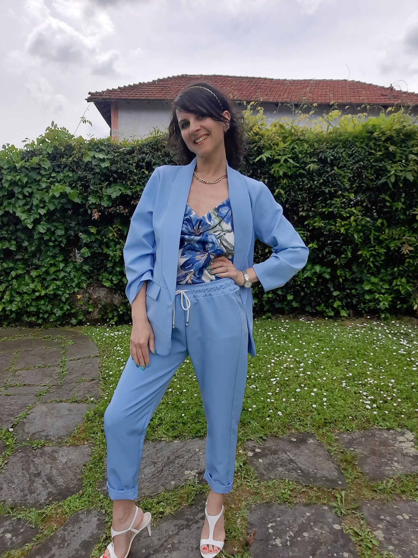Completo Sporty Chic Celeste
