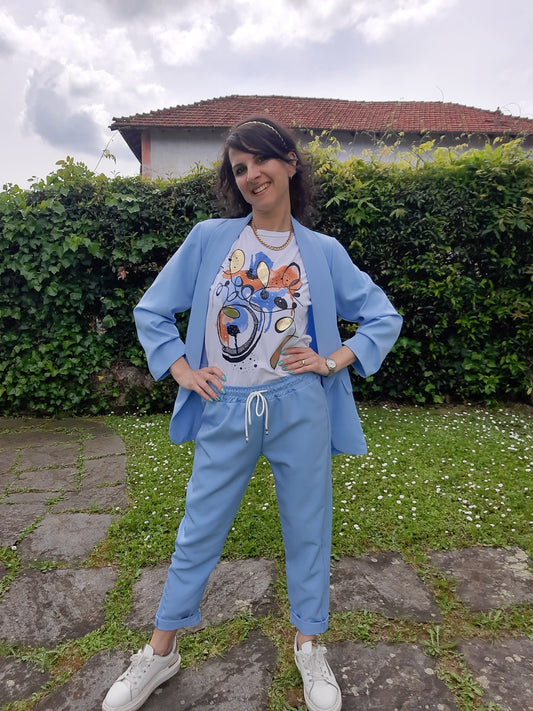 Completo Sporty Chic Celeste