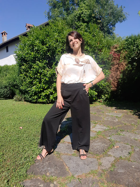 Maglia Over Fiori Beige