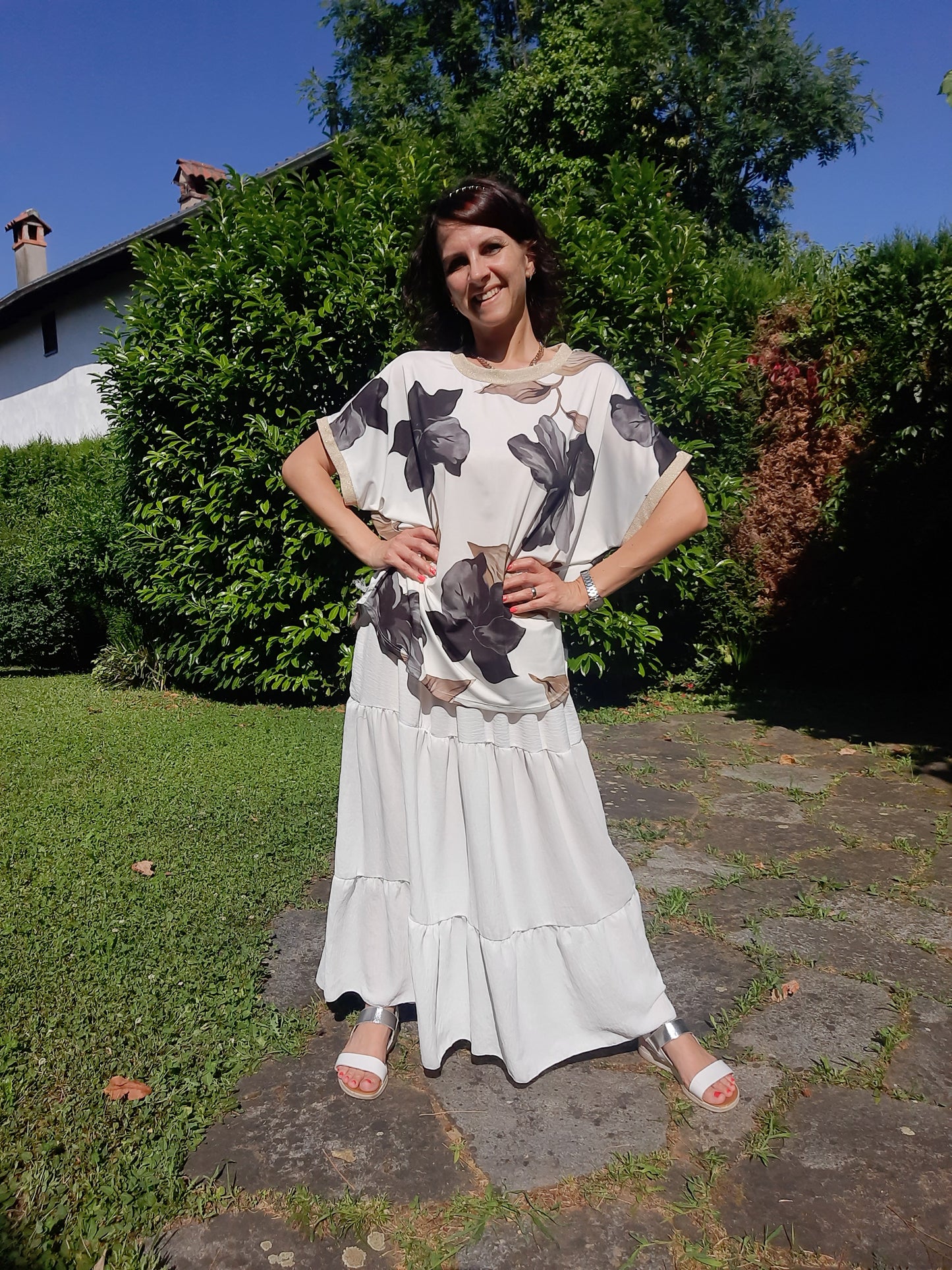Maglia Over Fiori Neri