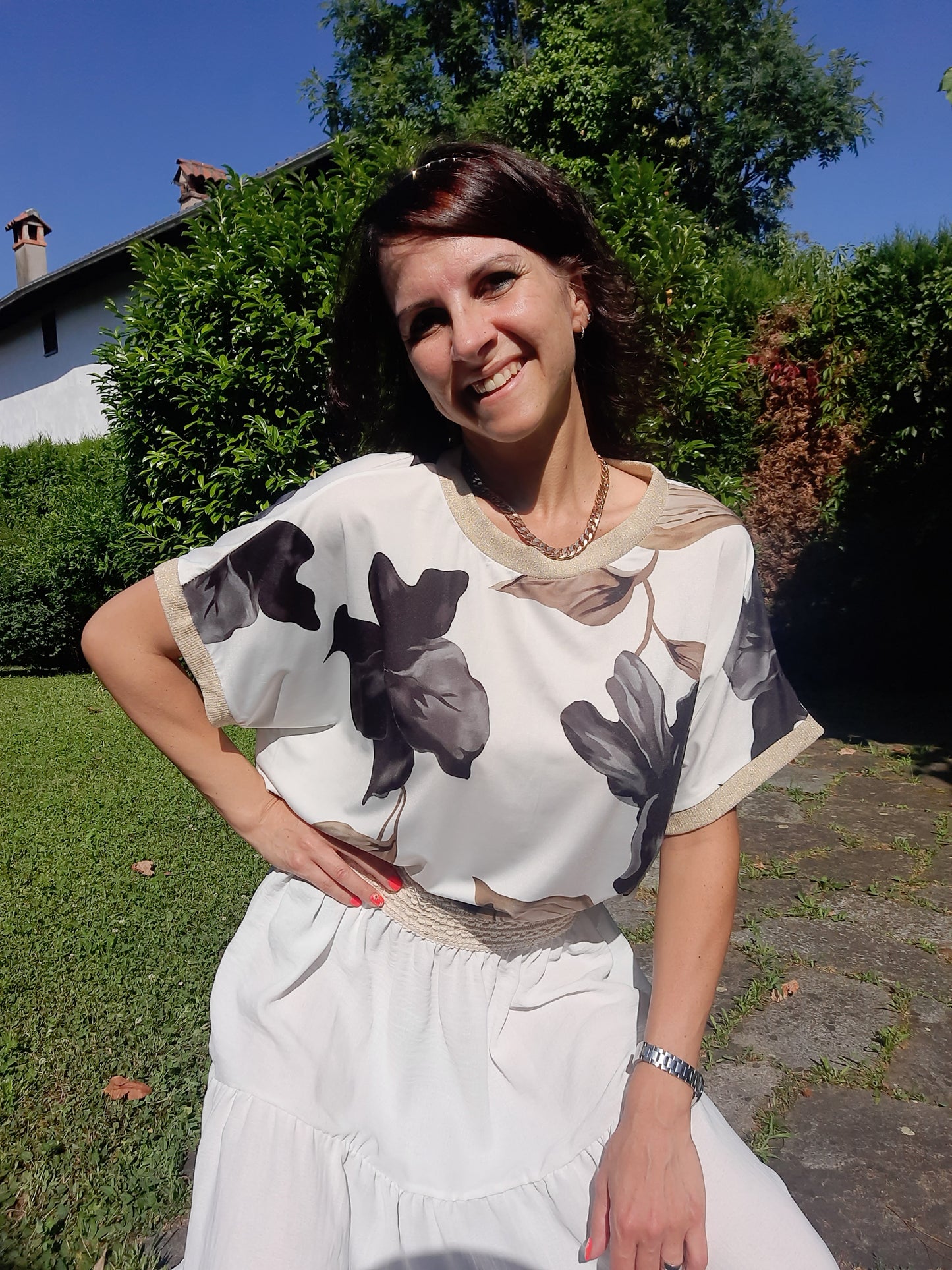 Maglia Over Fiori Neri