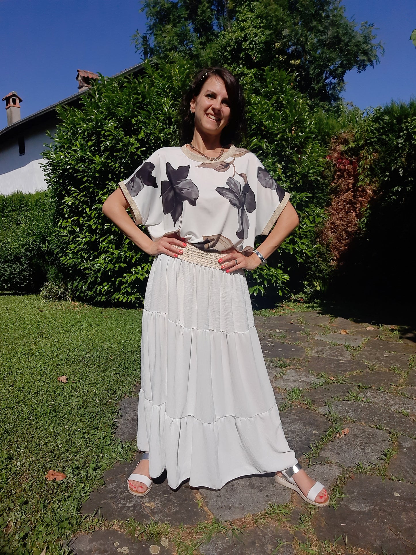 Maglia Over Fiori Neri