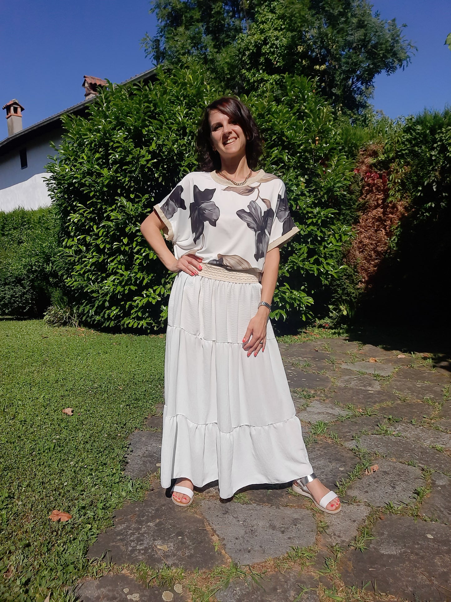 Maglia Over Fiori Neri
