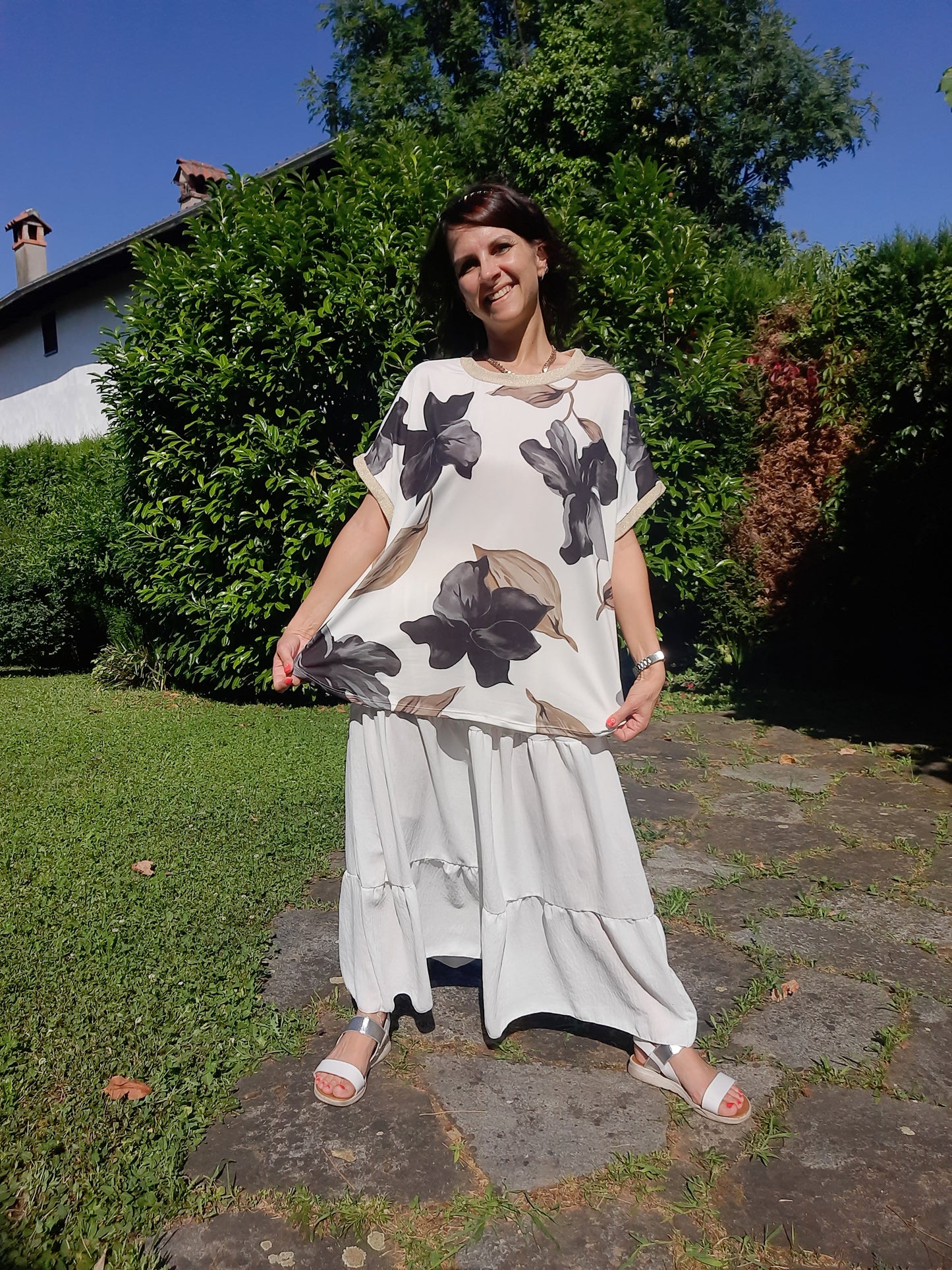 Maglia Over Fiori Neri